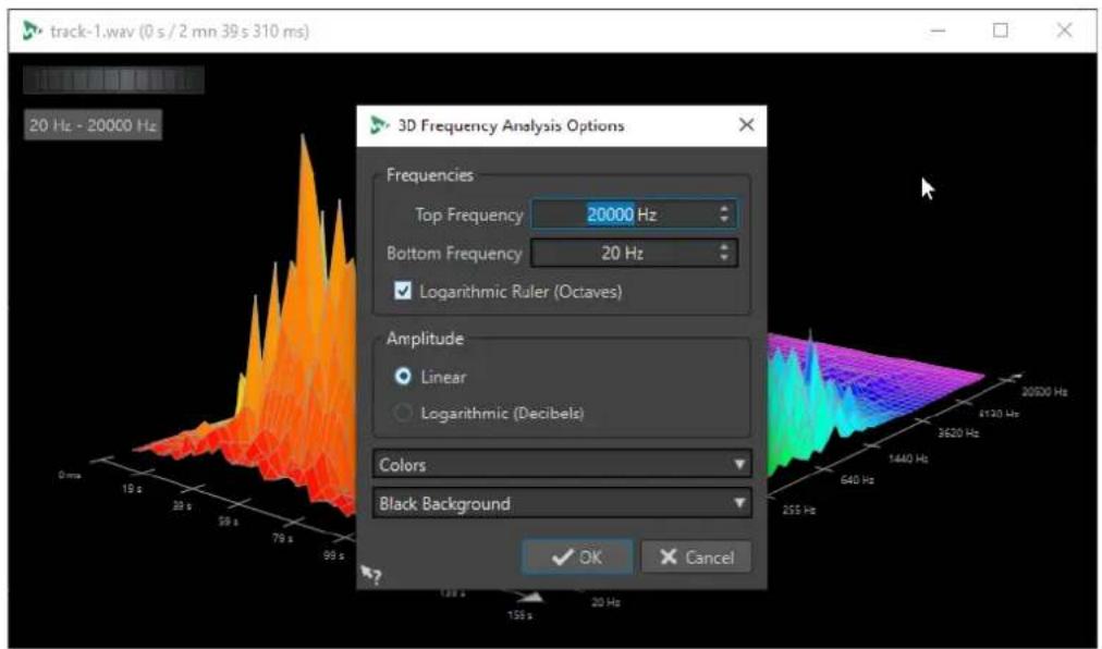 STEINBERG WaveLab Pro 12 - Boîte de dialogue Options d'analyse des fréquences en 3D - 1