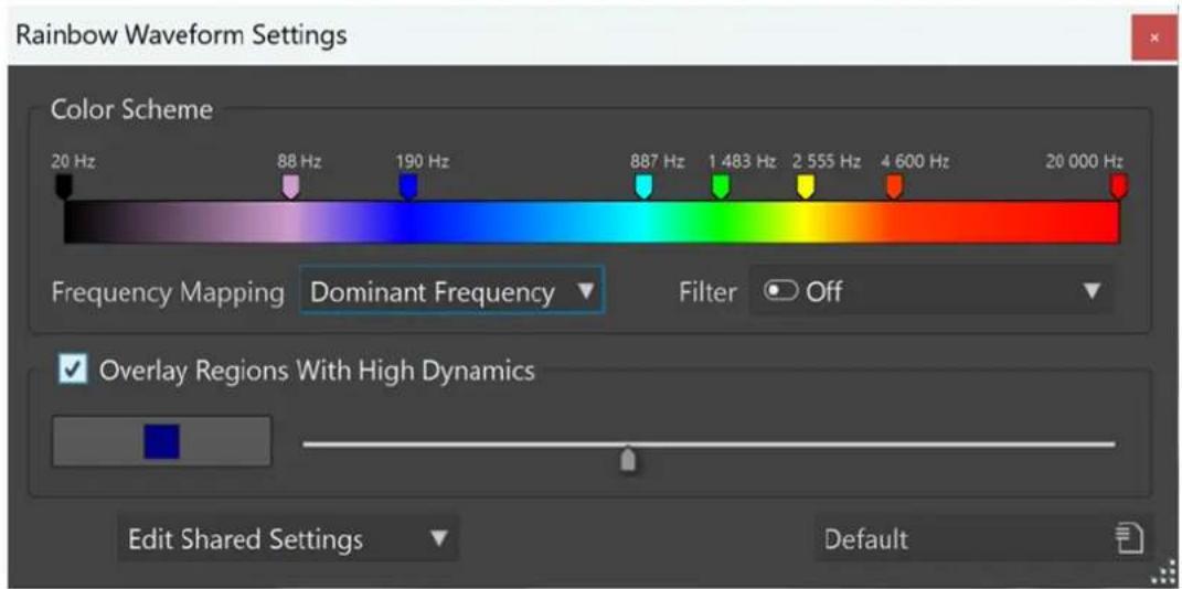 STEINBERG WaveLab Pro 12 - Boîte de dialogue Rainbow Waveform Settings - 1