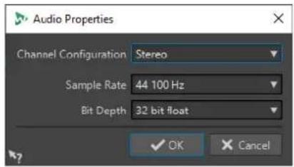 STEINBERG WaveLab Cast 1 - Boîte de dialogue Propriétés audio - 1