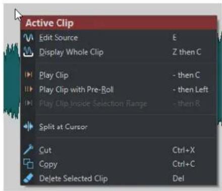 STEINBERG WaveLab Cast 1 - Menus contextuels - 1