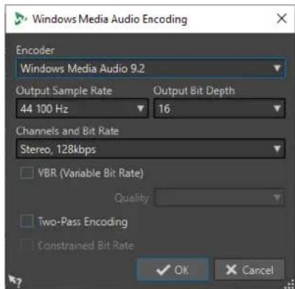 STEINBERG WaveLab Cast 1 - Boîte de dialogue Encodage Windows Media Audio - 1