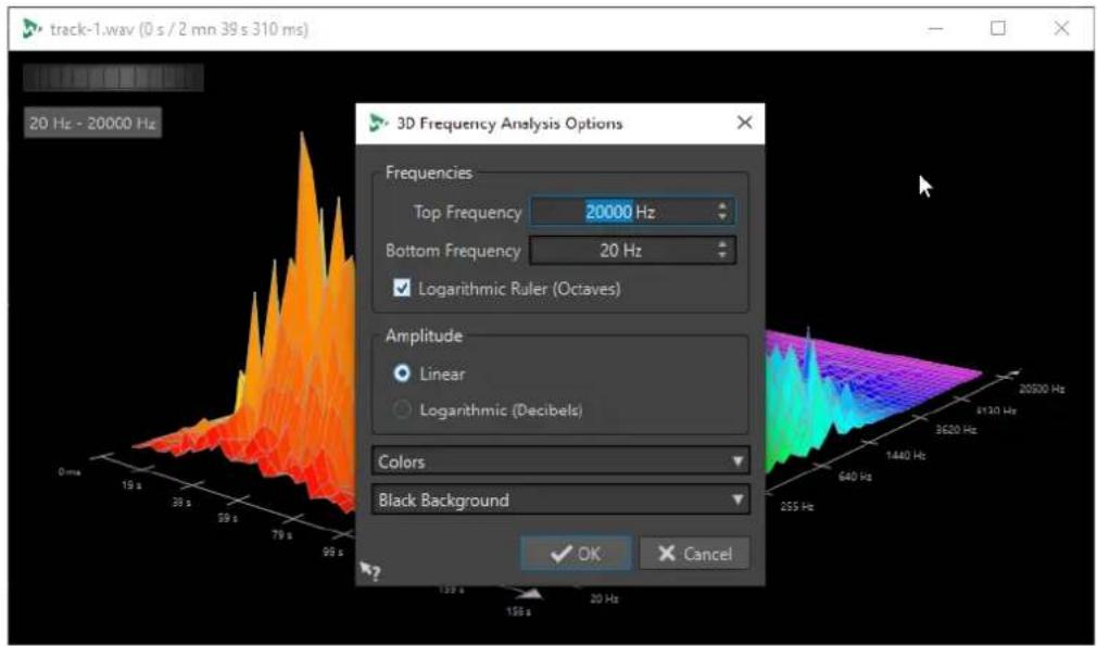 STEINBERG WaveLab Cast 1 - Boîte de dialogue Options d'analyse des fréquences en 3D - 1