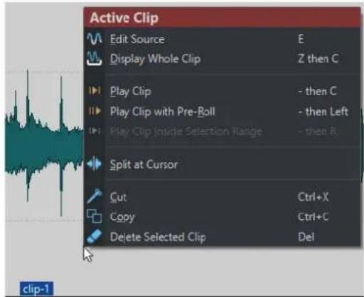 STEINBERG WaveLab Cast 1 - Menu Clip actif - 1
