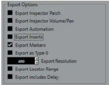 STEINBERG Cubase LE 13 - Options d'exportation - 1