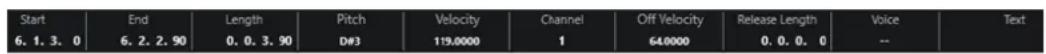 STEINBERG Cubase LE 13 - Ligne d'infos de l'Editeur de partitions - 1