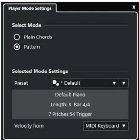 STEINBERG Cubase LE 13 - Paramètres du mode sélectionné—Pattern - 1