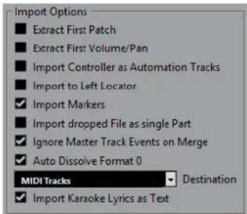 STEINBERG Cubase LE 13 - Options d'importation - 1