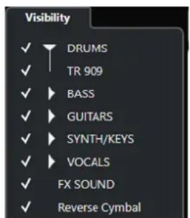 STEINBERG Cubase LE 13 - Visibilité dans la MixConsole - 1