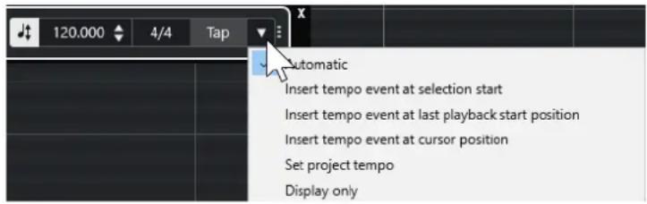 STEINBERG Cubase LE 13 - Modes de la fonction Taper le tempo - 1