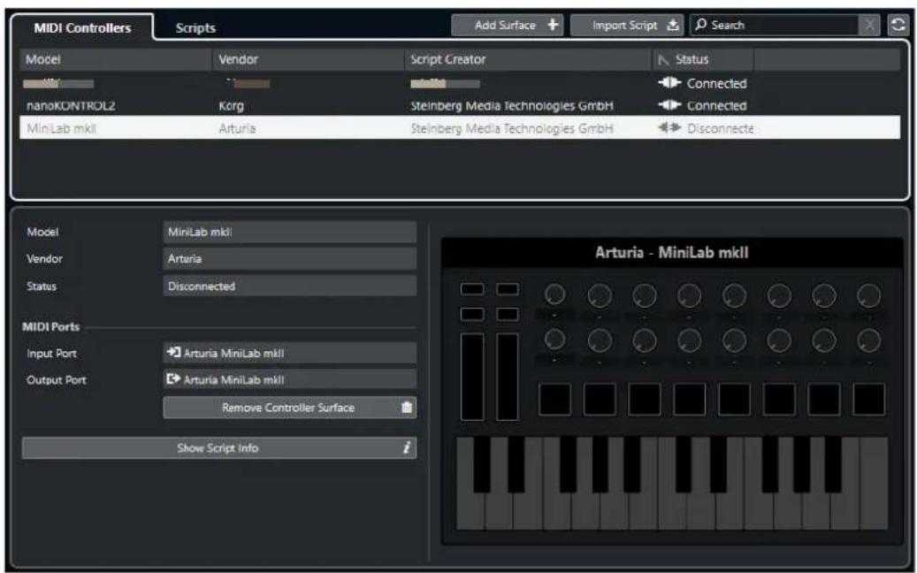STEINBERG Cubase LE 13 - Supprimer la surface de contrôle - 1