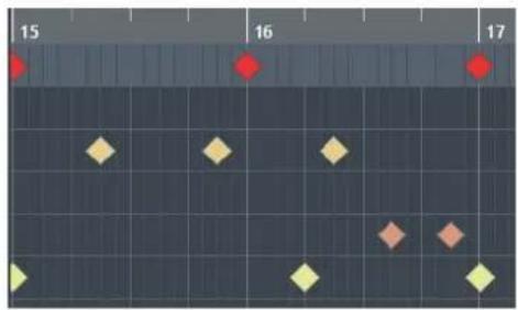 STEINBERG Cubase LE 13 - Affichage des notes de l'Editeur de rythme - 1