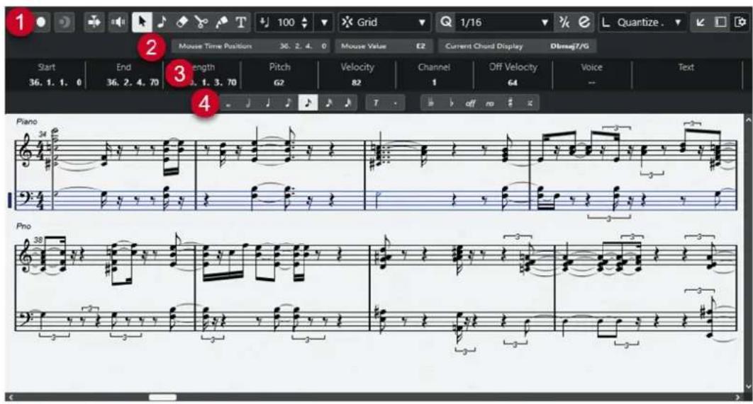 STEINBERG Cubase LE 13 - La fenêtre Éditeur de partitions : - 1