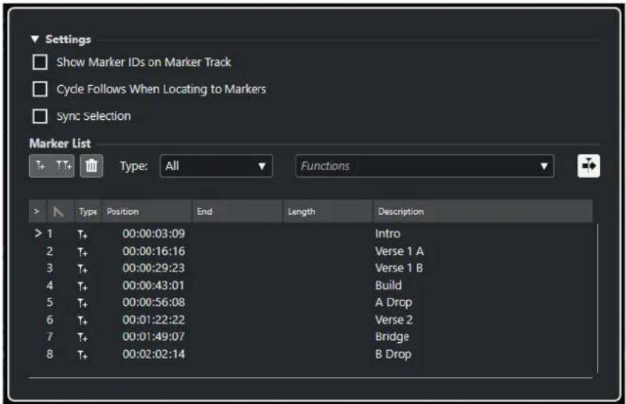 STEINBERG Cubase LE 13 - Fenêtre Marqueurs - 1