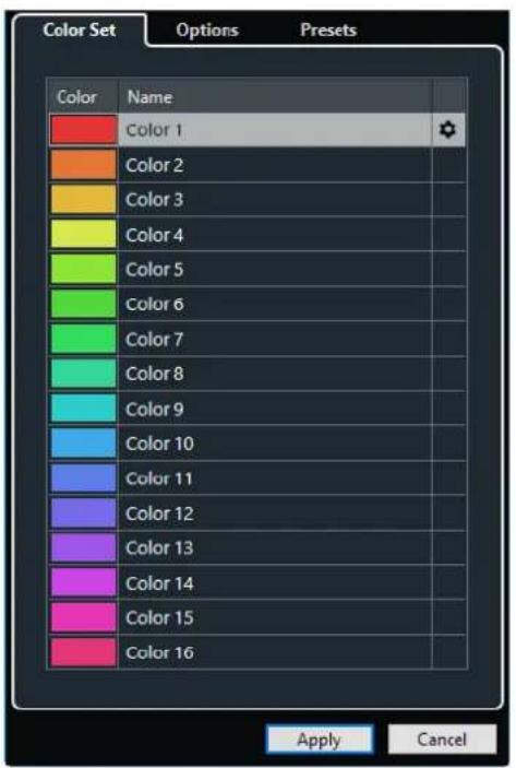 STEINBERG Cubase LE 13 - Boîte de dialogue Configuration des couleurs du projet - 1