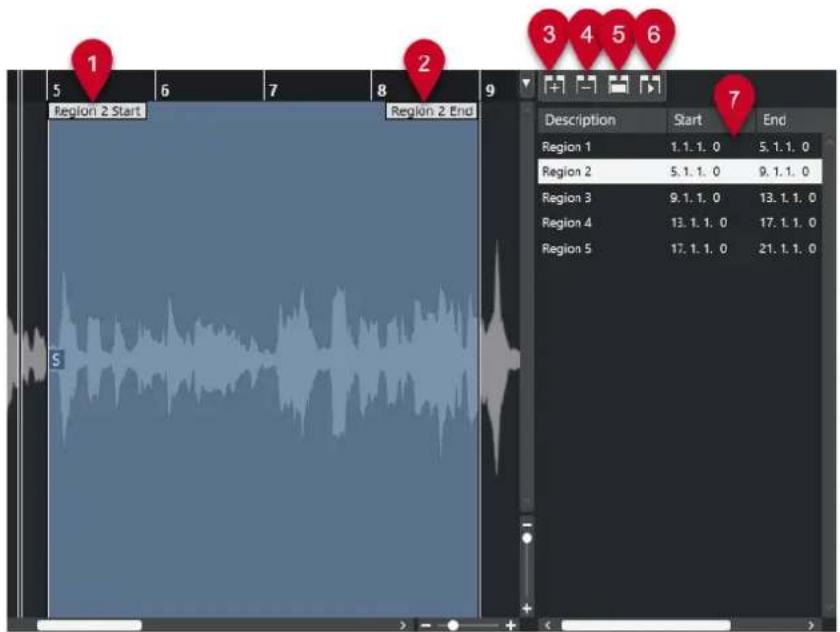 STEINBERG Cubase LE 13 - Liste de régions - 1