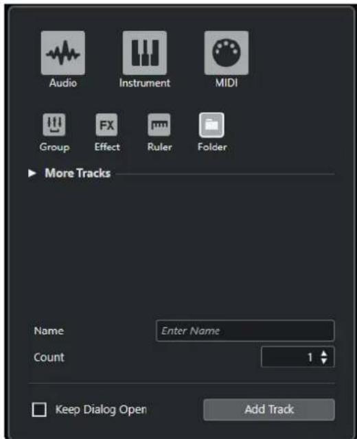 STEINBERG Cubase LE 13 - Boîte de dialogue Ajouter une piste - Répertoire - 1