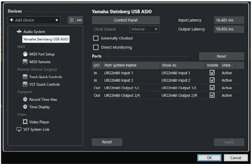 STEINBERG Cubase LE 13 - Page de configuration du pilote ASIO - 1