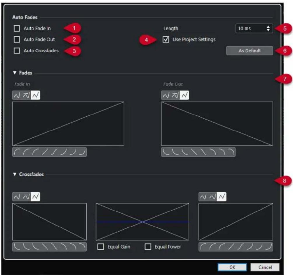 STEINBERG Cubase LE 13 - Boîte de dialogue Fondus automatiques - 1