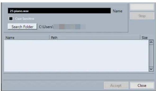 STEINBERG Cubase LE 13 - Boite de dialogue Rechercher un fichier - 1