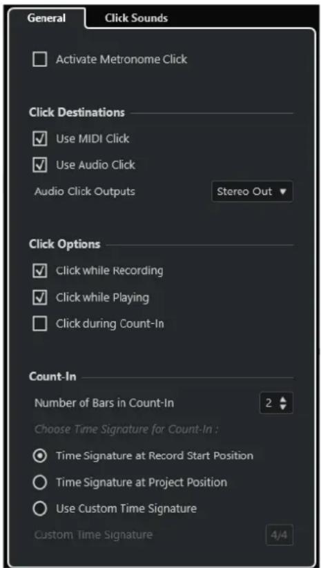 STEINBERG Cubase LE 13 - Boîte de dialogue Configuration du métronome - 1