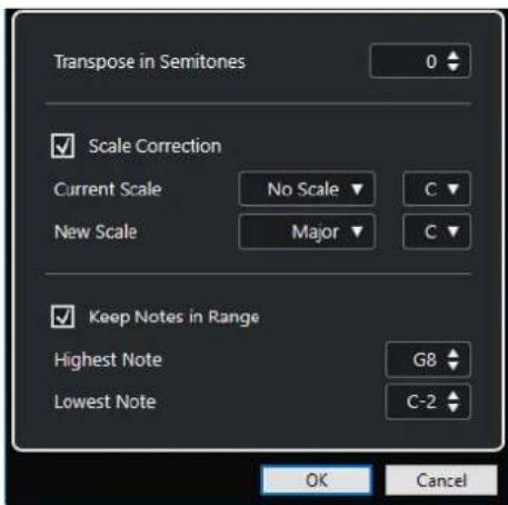 STEINBERG Cubase LE 13 - Boîte de dialogue Configuration de la transposition - 1