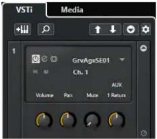 VSTi Media GrvAgeSE01 Ch. 1 AUX Volume Pan Muse 1 Return