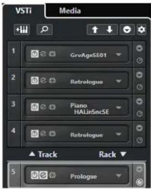 VSTi Media 1 GrvAgeSE01 2 Retrologue 3 Piano HALinSncSE 4 Retrologue Track Rack 5 Prologue