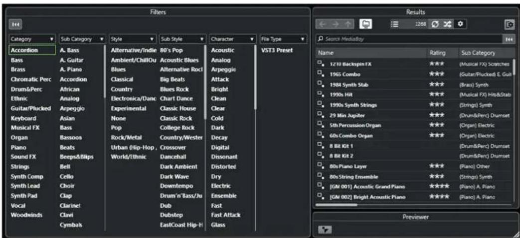 STEINBERG Cubase AI 13 - Explorateur de résultats de préréglages d'instrument - 1