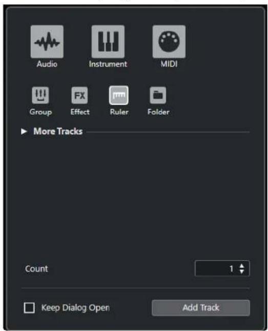 STEINBERG Cubase AI 13 - Boîte de dialogue Ajouter une piste - Règle - 1