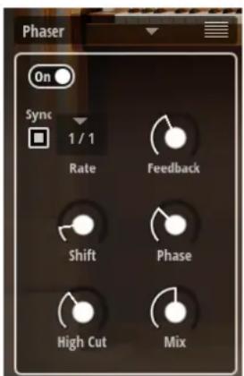 Phaser On Sync 1 / 1 Rate Feedback Shift Phase High Cut Mix