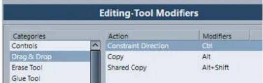 Editing-Tool Modifiers Categories Controls Drag & Drop Erase Tool Glue Tool Action Constant Direction Copy Shared Copy Modifiers Ctrl Alt Alt+Shift