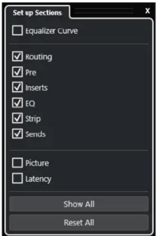 STEINBERG Cubase Elements 13 - Panneau Configurer les sections des voies - 1
