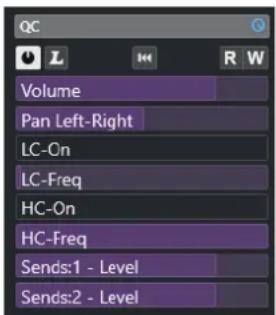 QC Volume Pan Left-Right LC-On LC-Freq HC-On HC-Freq Sends:1 - Level Sends:2 - Level