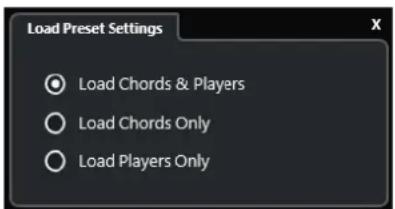Load Preset Settings Load Chords & Players Load Chords Only Load Players Only