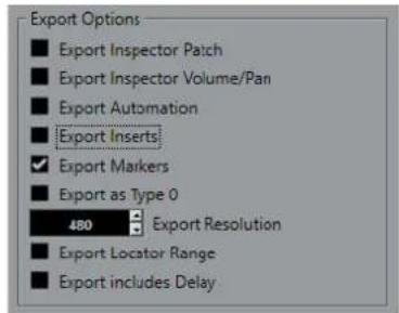 STEINBERG Cubase Elements 13 - Options d'exportation - 1