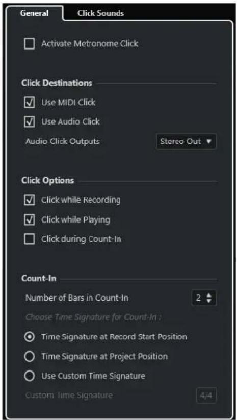 STEINBERG Cubase Elements 13 - Boîte de dialogue Configuration du métronome - 1