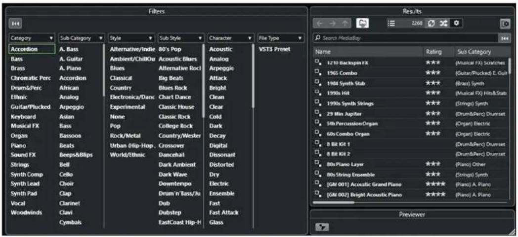STEINBERG Cubase Elements 13 - Explorateur de résultats de préréglages d'instrument - 1
