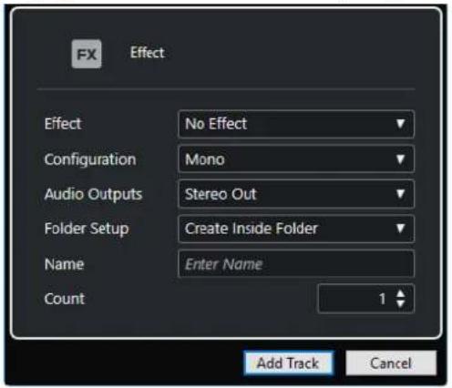 STEINBERG Cubase Elements 13 - Boîte de dialogue Ajouter une piste - Effet - 2