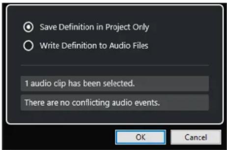 STEINBERG Cubase Elements 13 - Boîte de dialogue Régler définition en fonction du tempo - 1