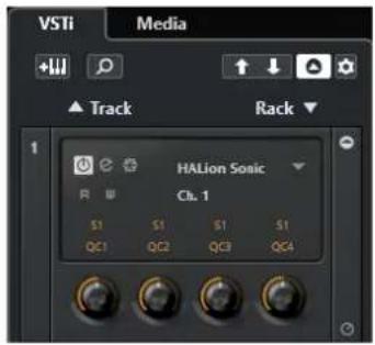 VSTi Media Track Rack HALion Sonic Ch. 1 S1 S1 S1 S1 QC1 QC2 QC3 QC4
