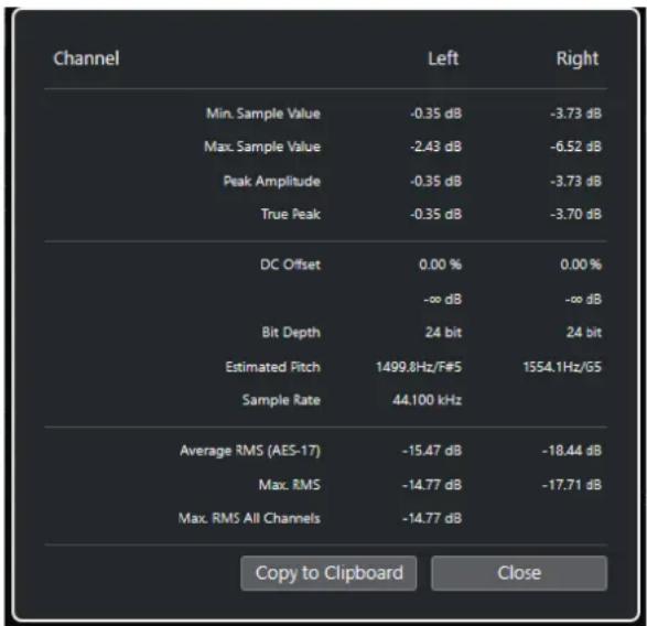 STEINBERG Cubase Elements 13 - Fenêtre Statistiques - 1