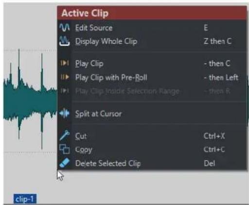 STEINBERG WaveLab Cast 2 - Menu Clip actif - 1
