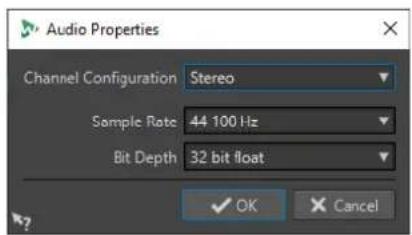 STEINBERG WaveLab Elements 12 - Boîte de dialogue Propriétés audio - 1