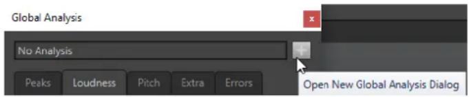 Global Analysis No Analysis Peaks Loudness Pitch Extra Errors Open New Global Analysis Dialog