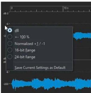 STEINBERG WaveLab Elements 12 - Menu Règle de niveau (Éditeur audio uniquement) - 1