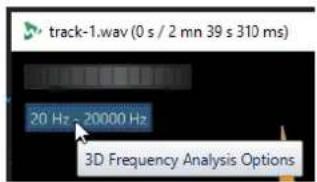 track-1.wav (0 s / 2 mn 39 s 310 ms) 20 Hz - 20000 Hz 3D Frequency Analysis Options