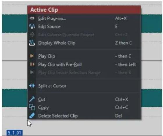 STEINBERG WaveLab Elements 12 - Menu Clip actif - 1