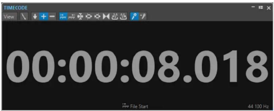 TIMECODE View 00:00:08.018 File Start 44 100 Hz