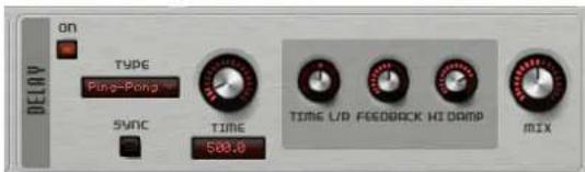 ON TYPE Pong-Pong SYNC 500.0 TIME TIME L/P, Feedback HI DAMP MIX