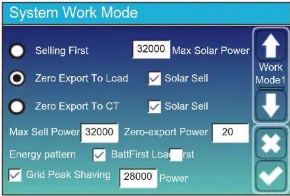 Deye SUN-40K-SG01HP3-EU-BM4 - Menu Configuration du Mode de Fonctionnement du Système - 1
